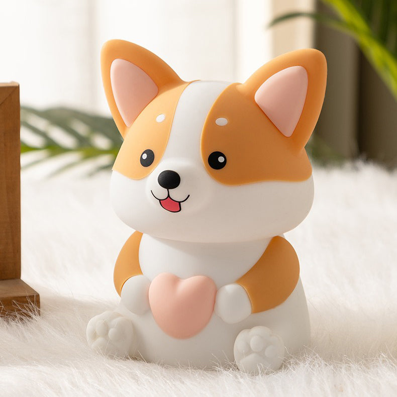 MeWaii® Corgi with Heart Silicone Night Light Cute Puppy Paw Pads Cozy Decor Perfect Gift